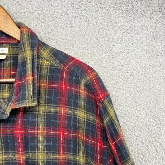 Carbon 2 Cobalt Flannel Shirt Mens Extra Large Black Colorful Plaid Check Cotton - Picture 3 of 11